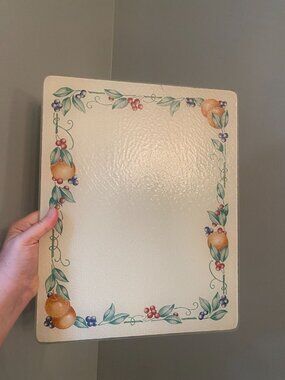 Vtg Corning Corelle ABUNDANCE 15"x12" Tempered Glass Counter Saver Cutting Board